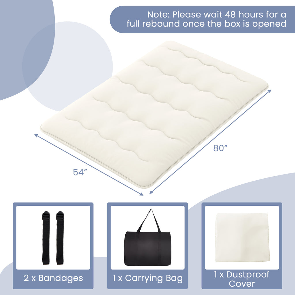 Full Size Futon Mattress Pad with Washable Cover - Beige