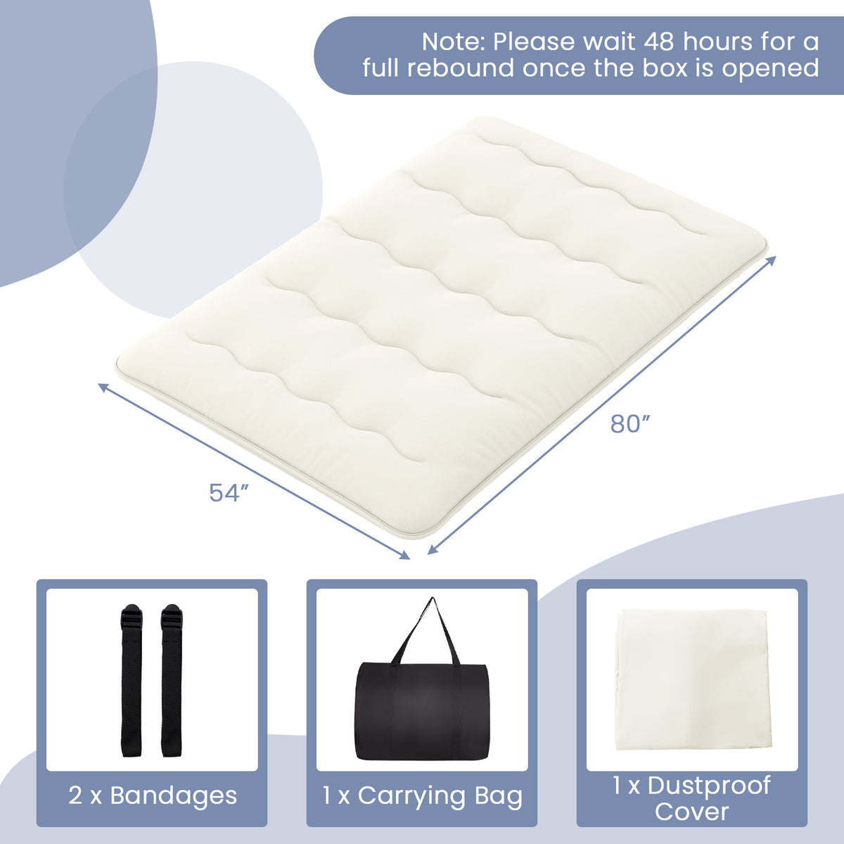 Full Size Futon Mattress Pad with Washable Cover - Beige