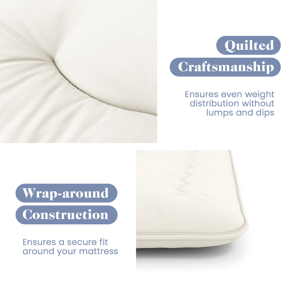 Full Size Futon Mattress Pad with Washable Cover - Beige
