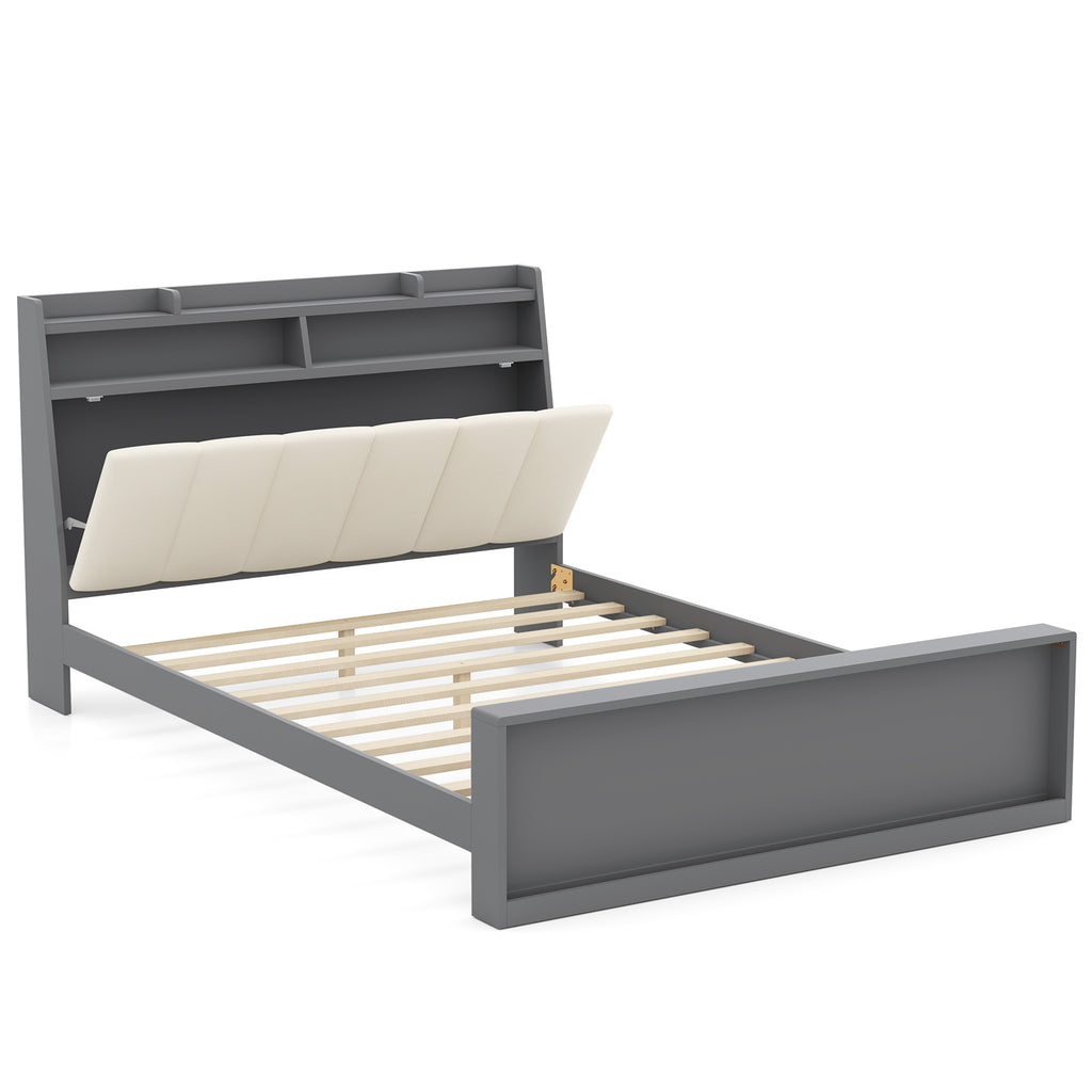 Full Size Platform Bed Frame with Storage & Headboard
