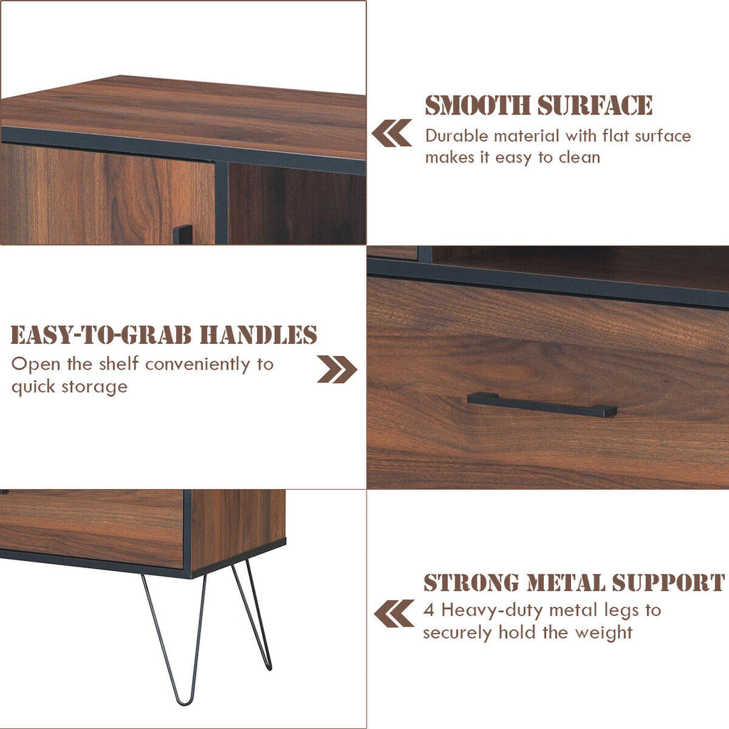 3-Tier Wood Storage Cabinet with Drawers & Shelves