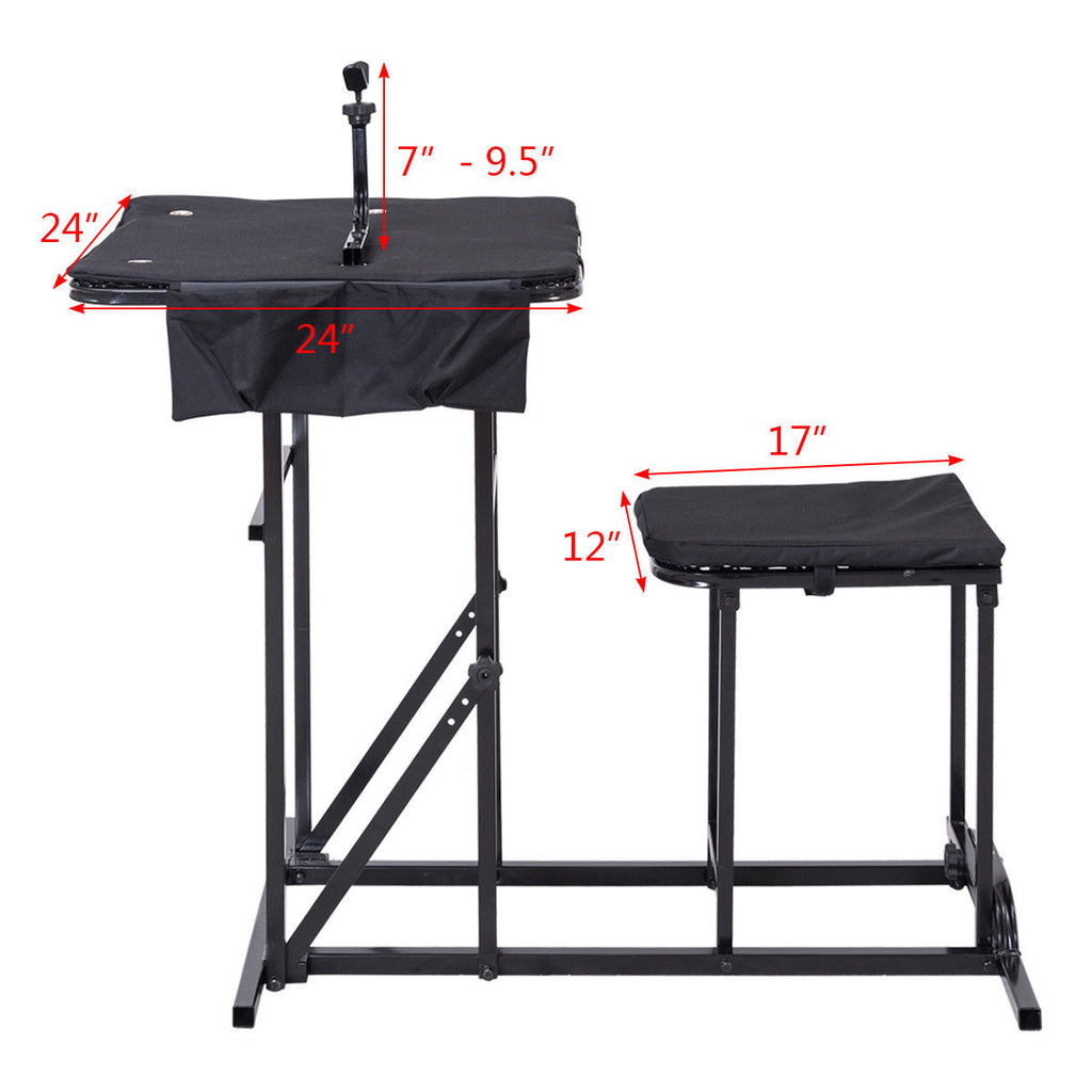 Foldable Shooting Bench with Adjustable Height Table