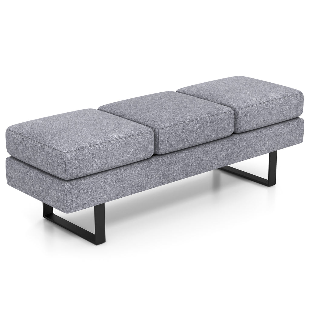 Waiting Room Bench Seating with Metal Frame Leg, Gray
