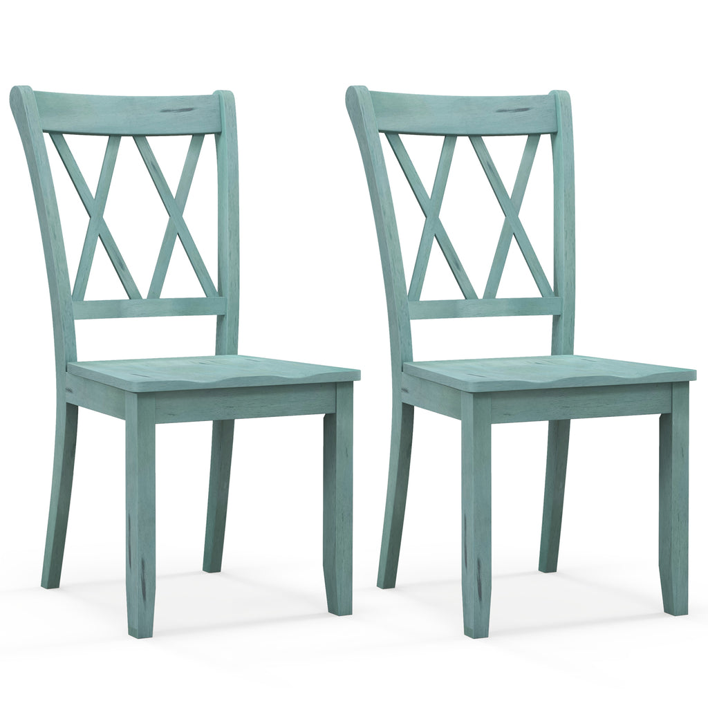 Wooden Dining Chairs Set of 2 Mid Century Farmhouse - White