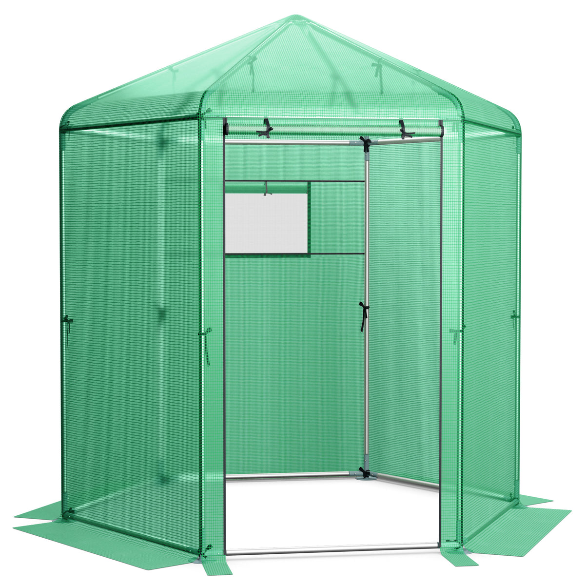 Portable 4 Tier Walk-in Plant Greenhouse with 8 Shelves