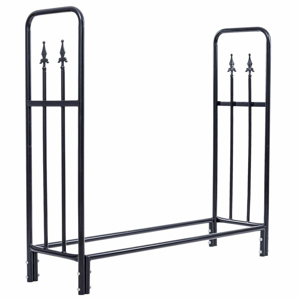 4-Feet Outdoor Firewood Storage Rack - Heavy Duty Steel
