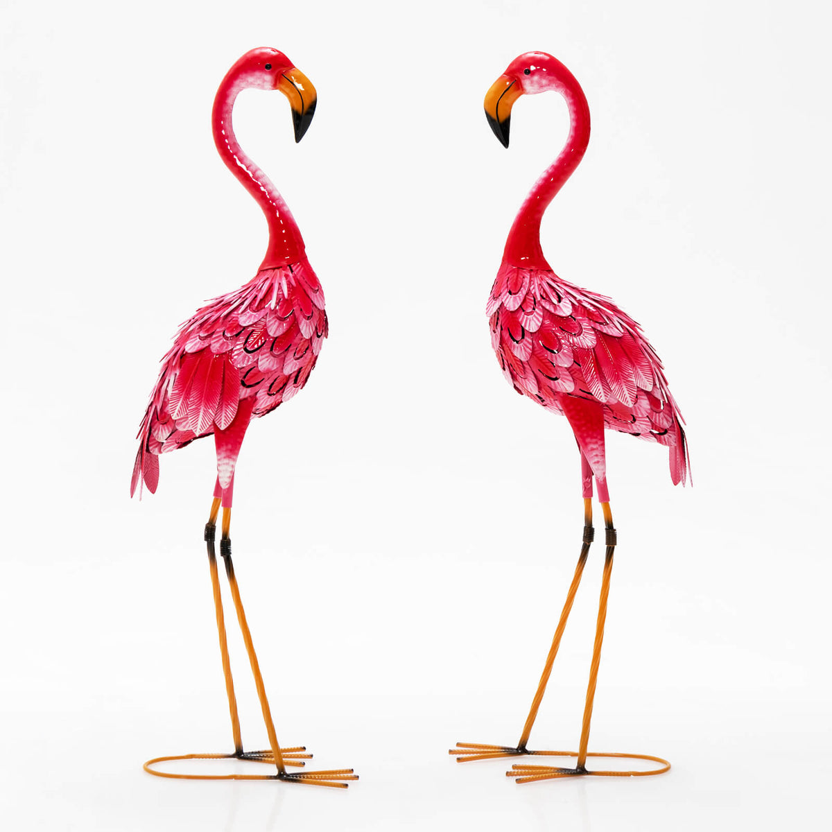 Set of 2 Standing Metal Crane Garden Statues Bird Sculpture with Stakes
