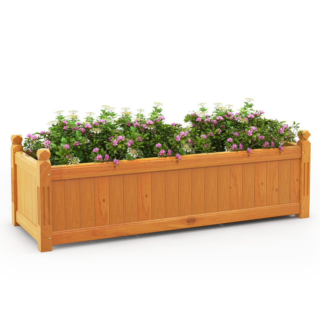 Wooden Rectangular Garden Bed with Drainage System