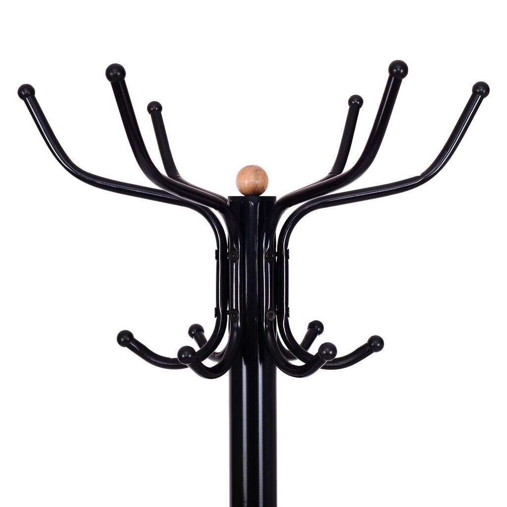Metal Coat Tree Stand - 12 Hooks, Vintage Design
