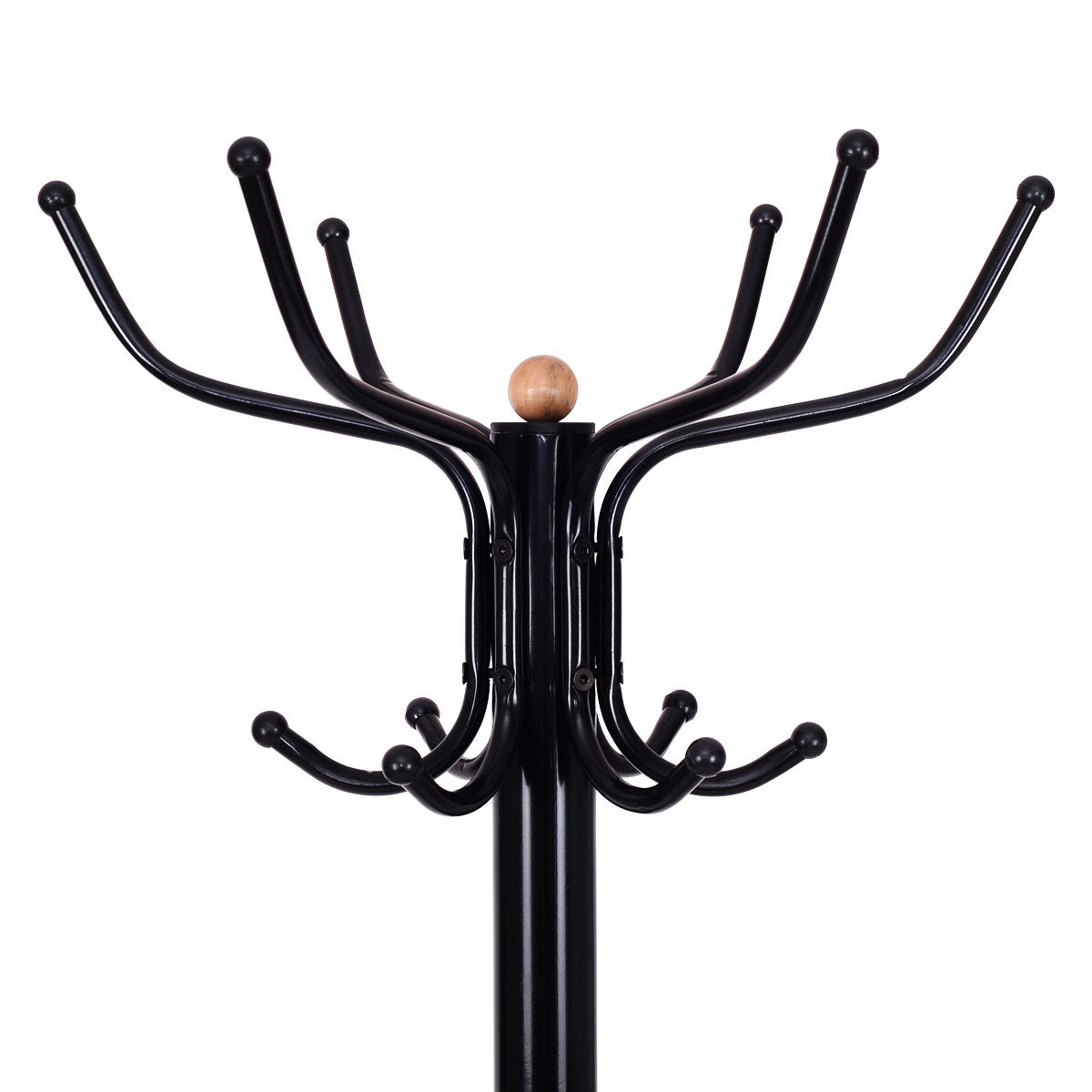 Metal Coat Tree Stand - 12 Hooks, Vintage Design