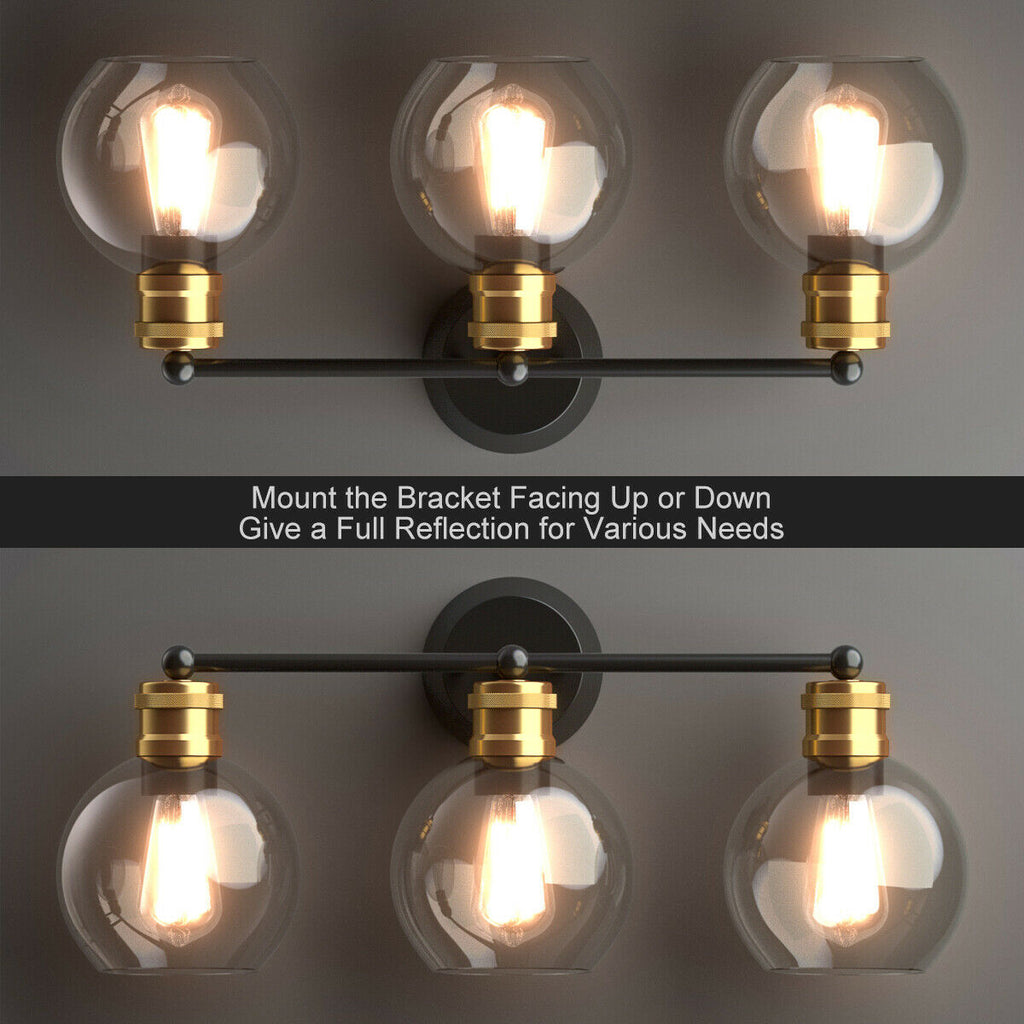 Modern 3-Light Bubble Glass Vanity Wall Light Fixture for Bathroom & Kitchen