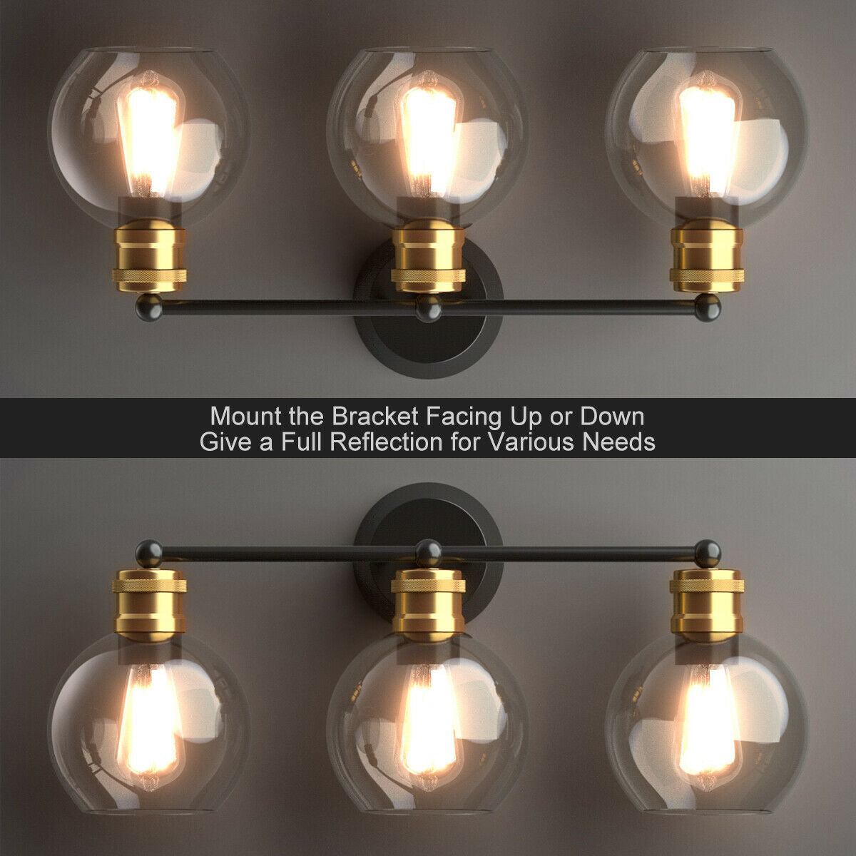 Modern 3-Light Bubble Glass Vanity Wall Light Fixture for Bathroom & Kitchen