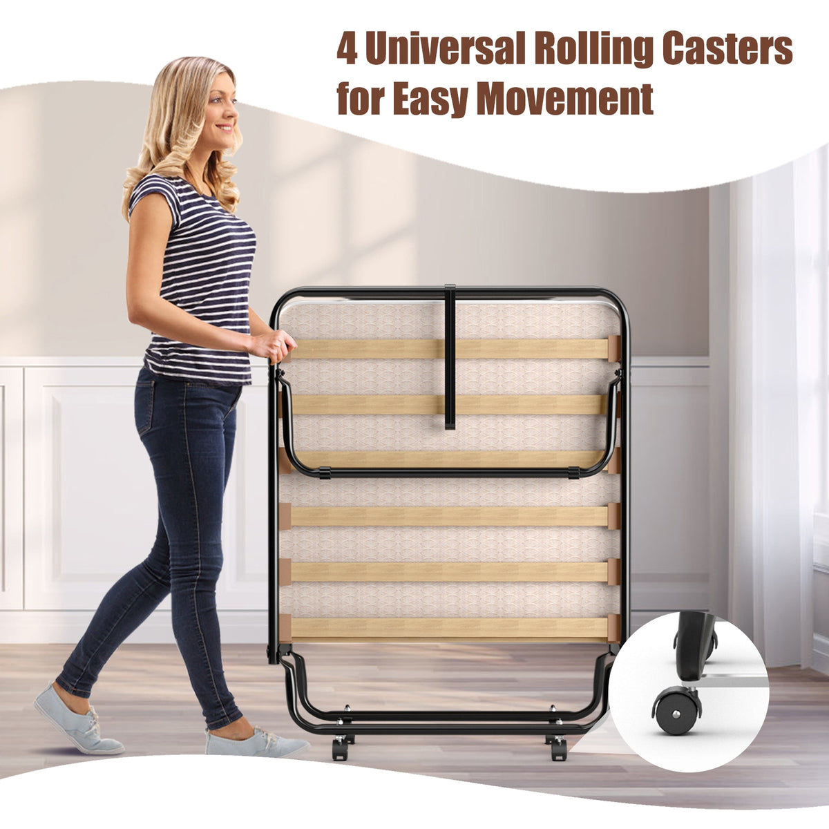 Folding Guest Bed with Memory Foam Mattress - Bed Clips