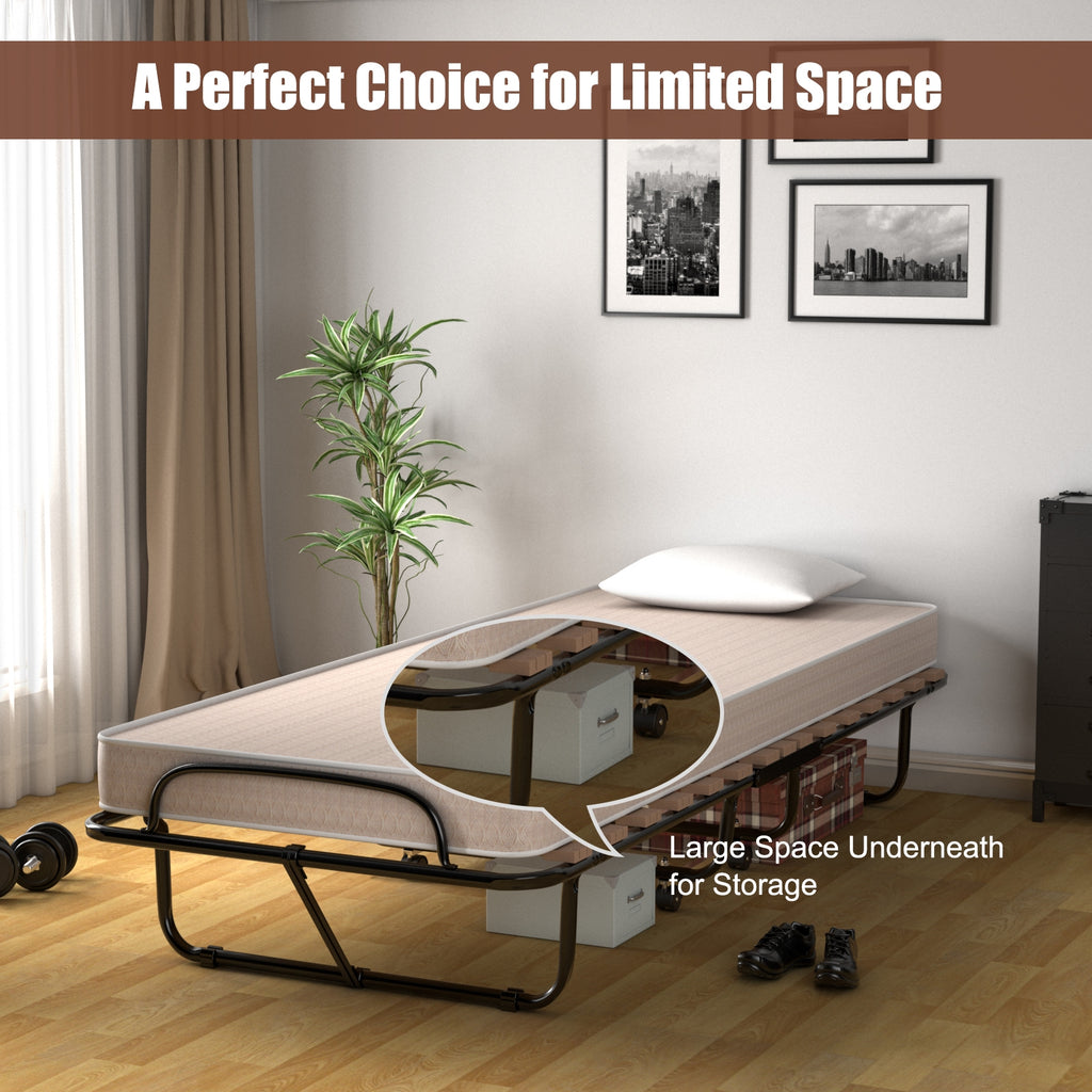 Folding Guest Bed with Memory Foam Mattress - Bed Clips