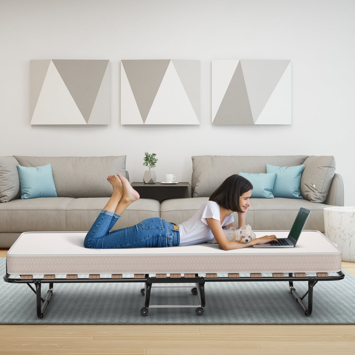 Folding Guest Bed with Memory Foam Mattress - Bed Clips