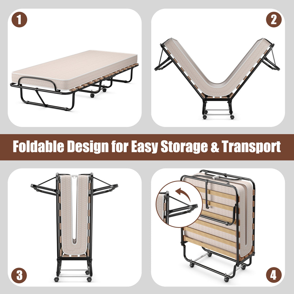 Folding Guest Bed with Memory Foam Mattress - Bed Clips