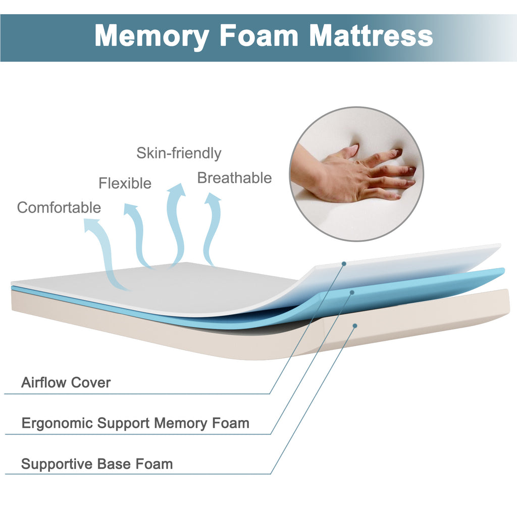 Folding Guest Bed with Memory Foam Mattress - Bed Clips