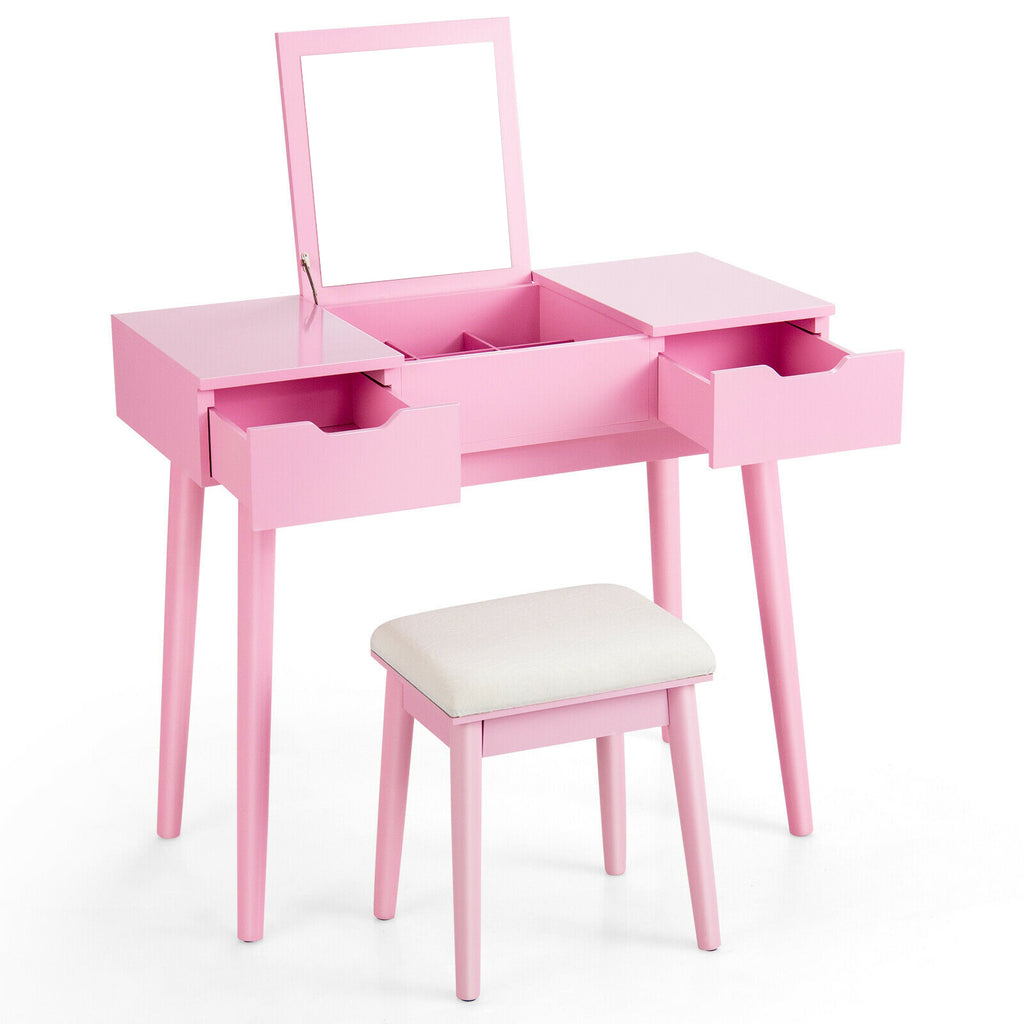 Vanity Dressing Table with Flip Top Mirror and 3 Drawers