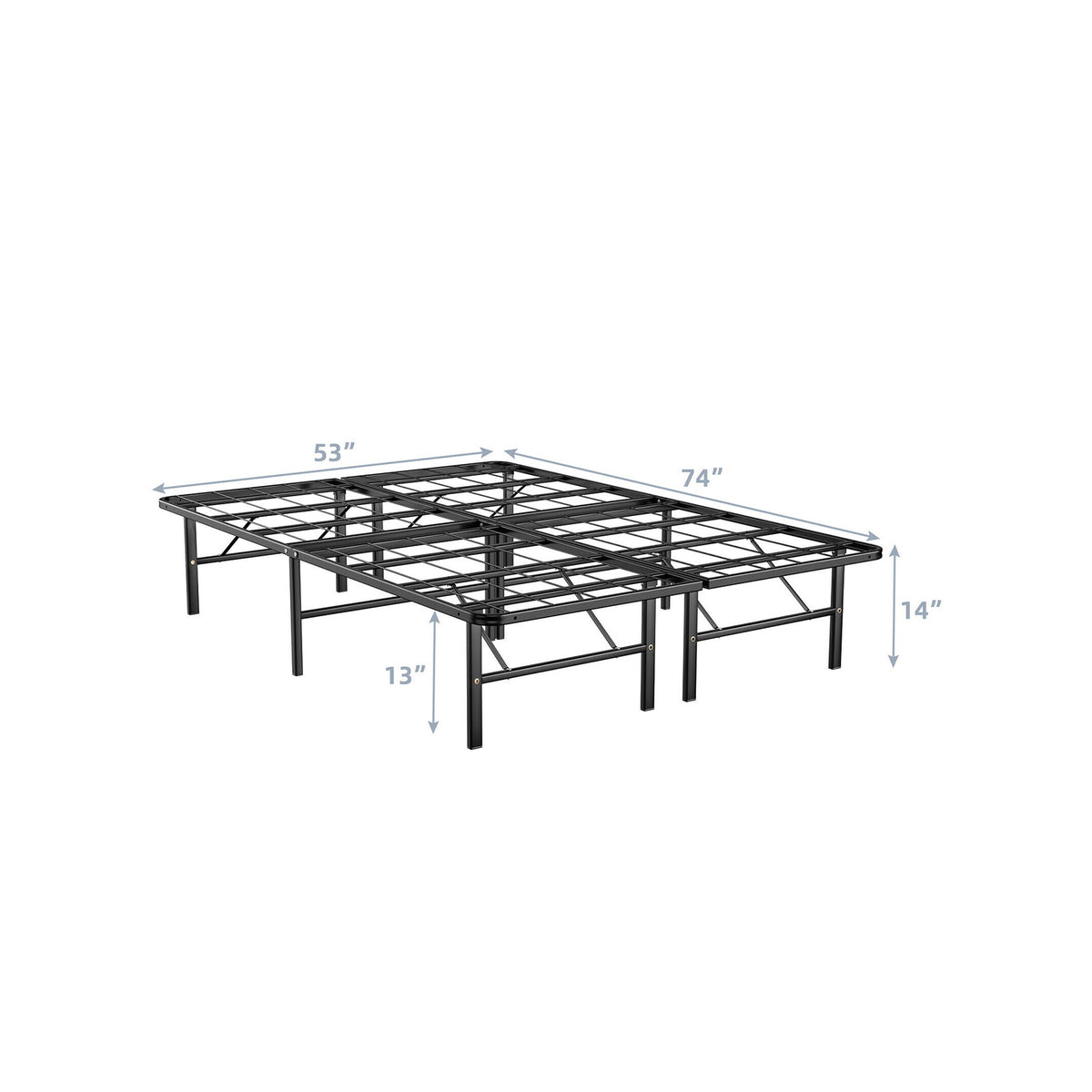 Full Size Foldable Metal Platform Bed with Tool-Free Assembly
