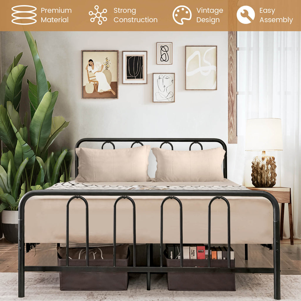 Metal Platform Bed Frame with Headboard – Full Size
