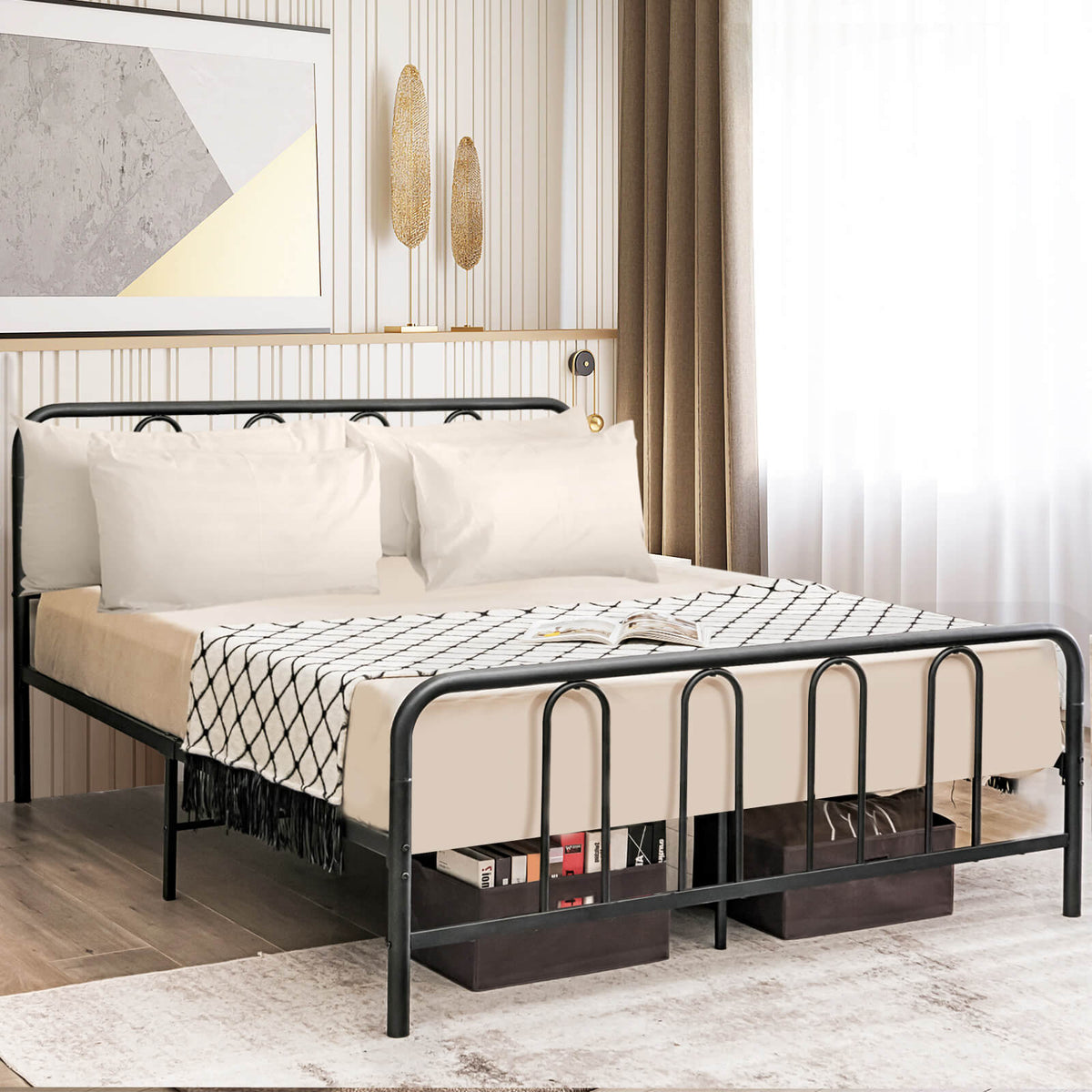 Metal Platform Bed Frame with Headboard - Full Size