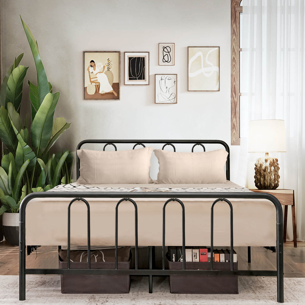 Metal Platform Bed Frame with Headboard - Full Size