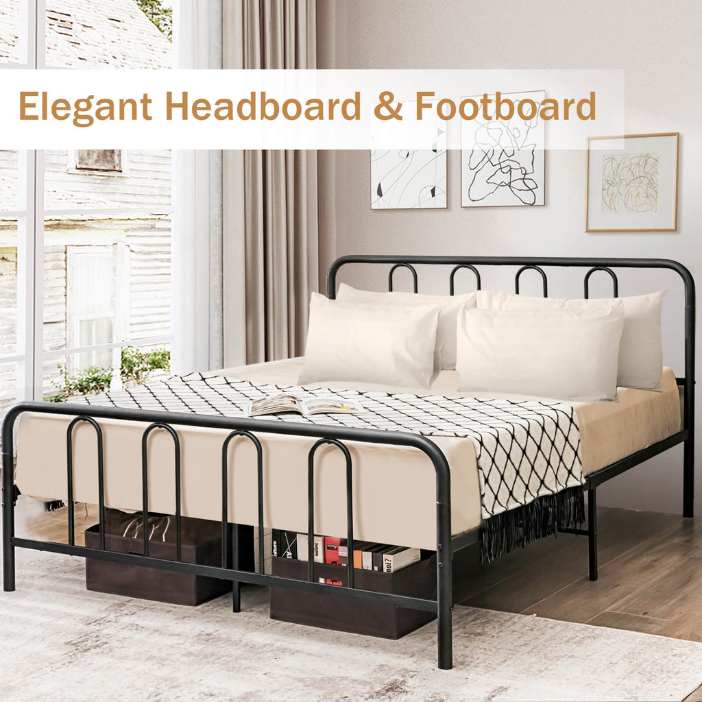 Metal Platform Bed Frame with Headboard - Full Size