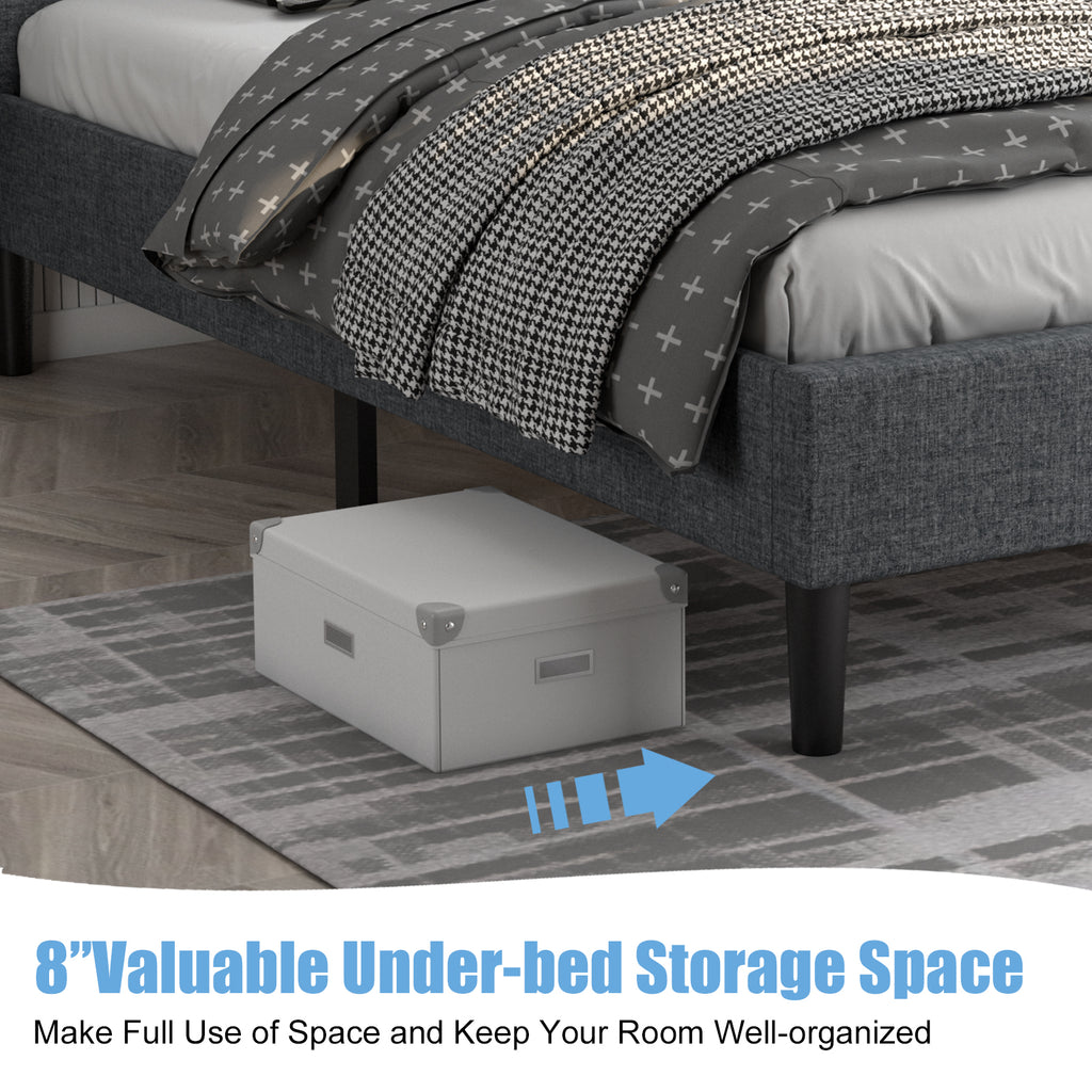 Twin Size Upholstered Bed Frame Button Tufted Headboard 2