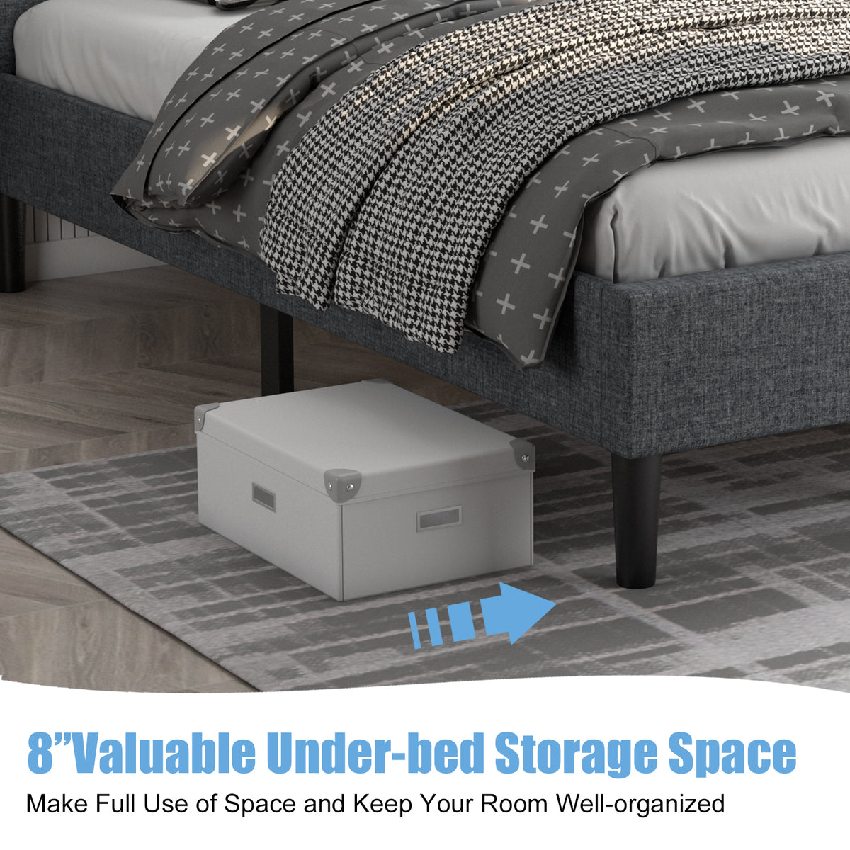 Twin Size Upholstered Bed Frame Button Tufted Headboard 2