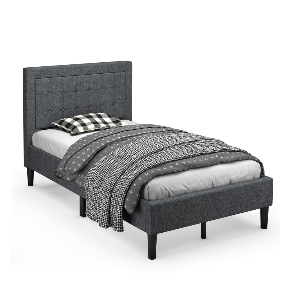 Twin Size Upholstered Bed Frame Button Tufted Headboard