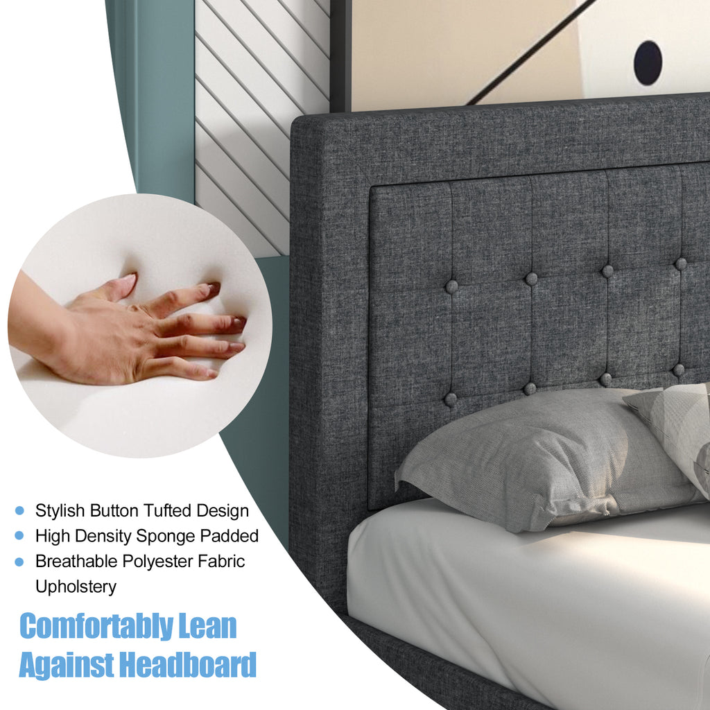 Twin Size Upholstered Bed Frame Button Tufted Headboard
