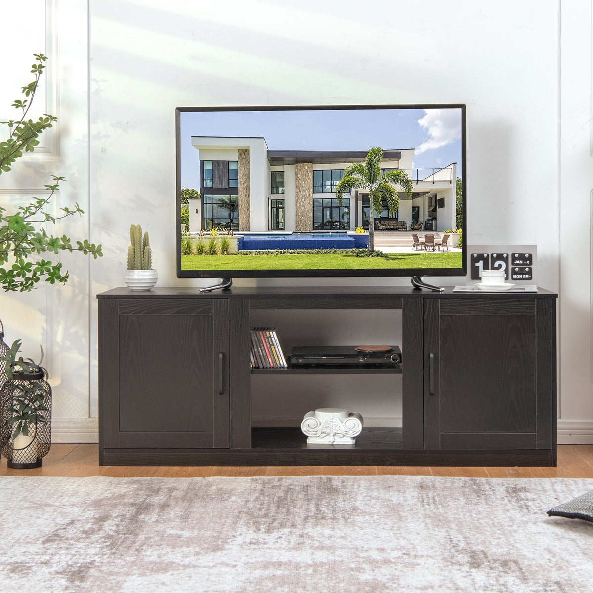 TV Stand with Double Barn Doors for 65 Inch TVs - Natural