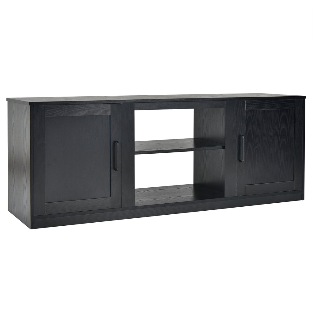 TV Stand with LED Lights and Remote Control - Fireplace Compatible, 50" - Black