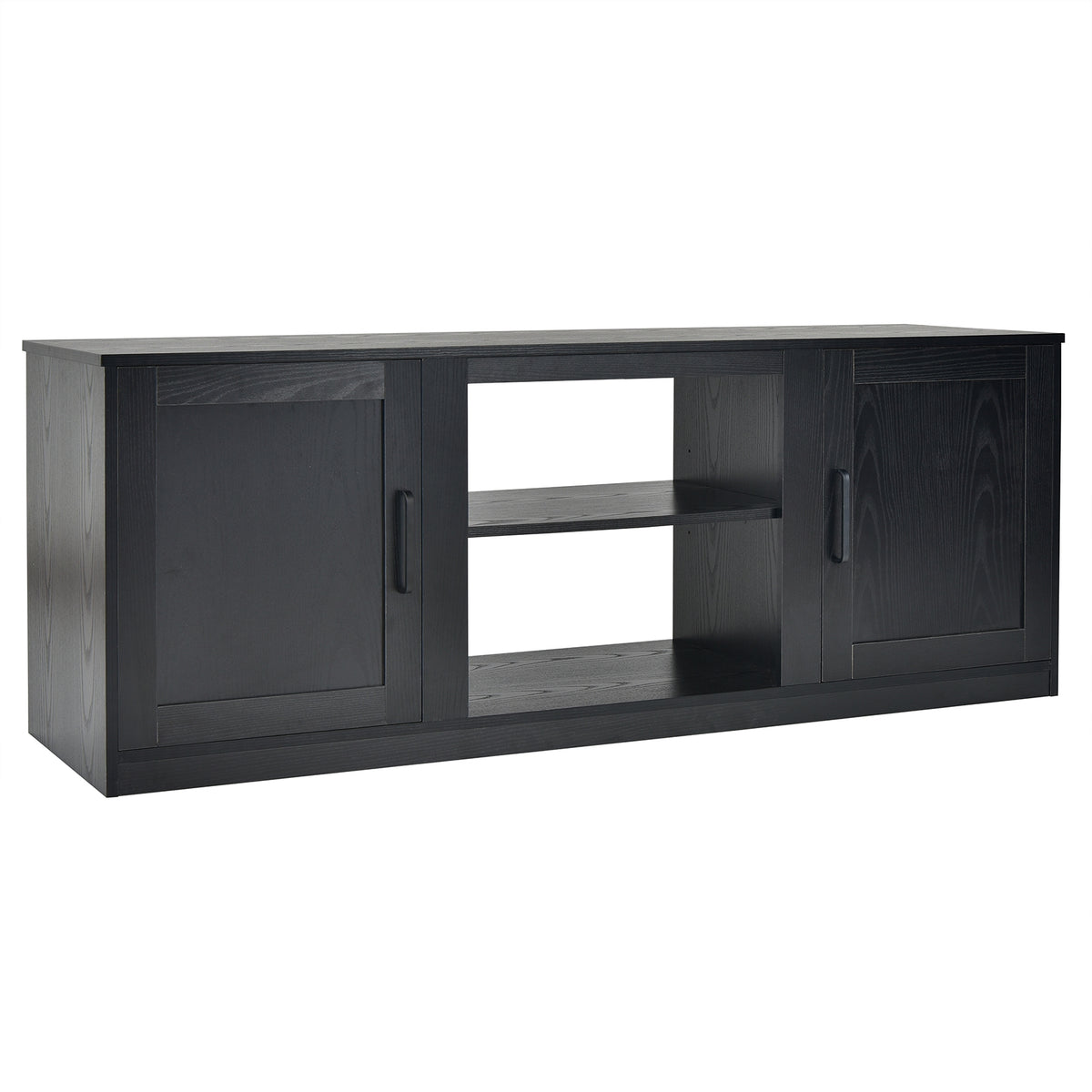 TV Stand with LED Lights and Remote Control - Fireplace Compatible, 50" - Black