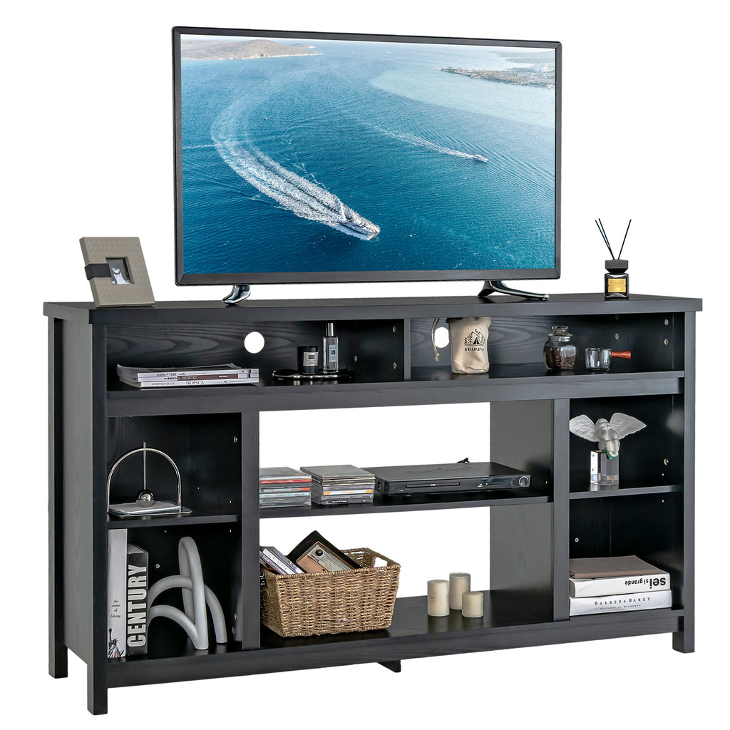 TV Stand with LED Lights and Remote Control - Fireplace Compatible, 50" - Black