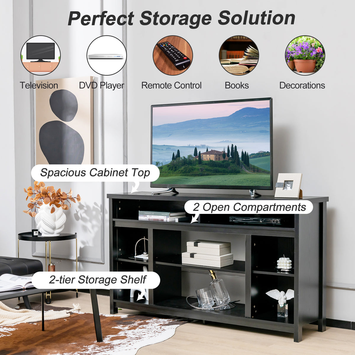 58" Fireplace TV Stand for 65" TV - Black