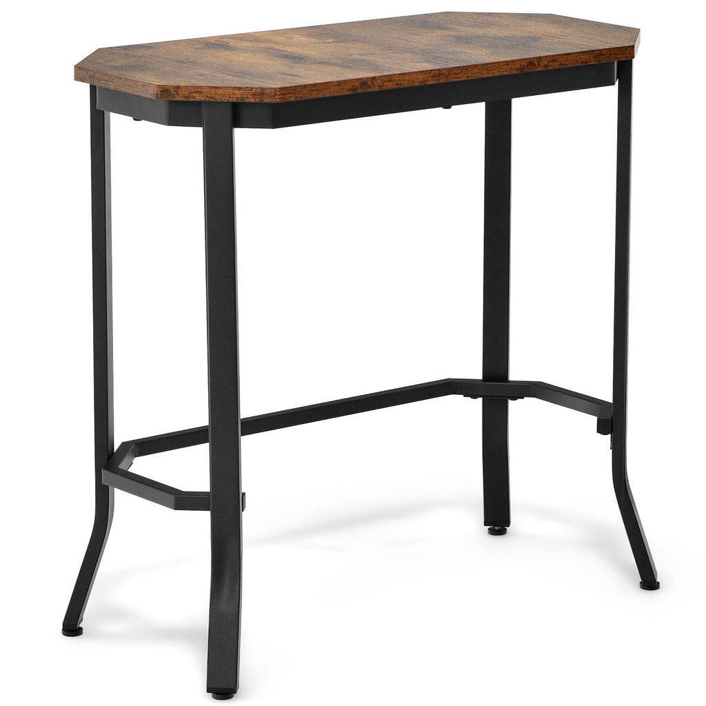 Narrow End Table Rustic Brown – Wood Grain & Steel Frame