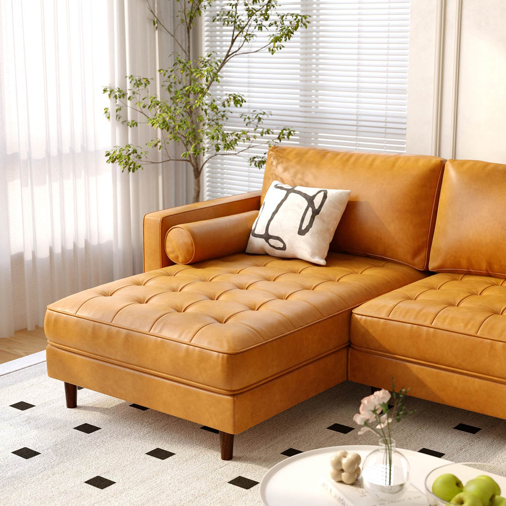 3-Seat L-Shaped Sectional Sofa - Orange