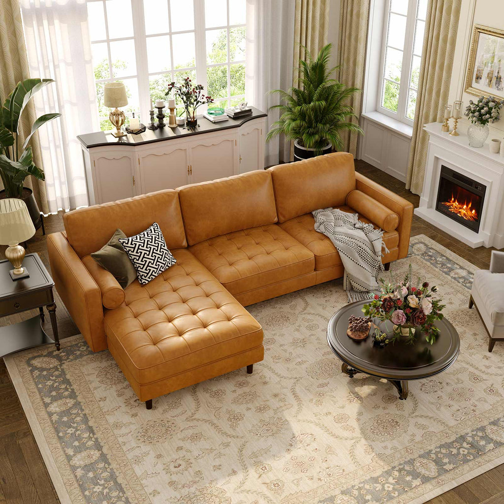 3-Seat L-Shaped Sectional Sofa - Orange