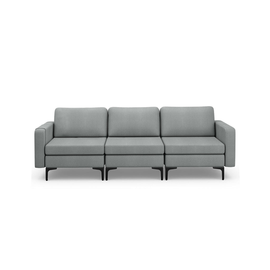 3-Seat Convertible Sofa with USB Ports & Magazine Pockets - Dark Gray
