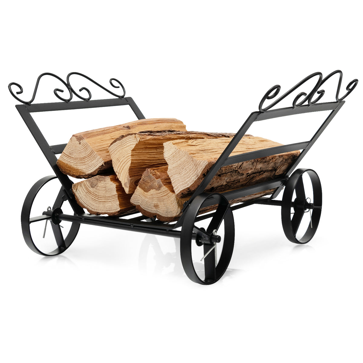 Firewood Rack Decorative Rustproof Steel Fireplace Log Holder with