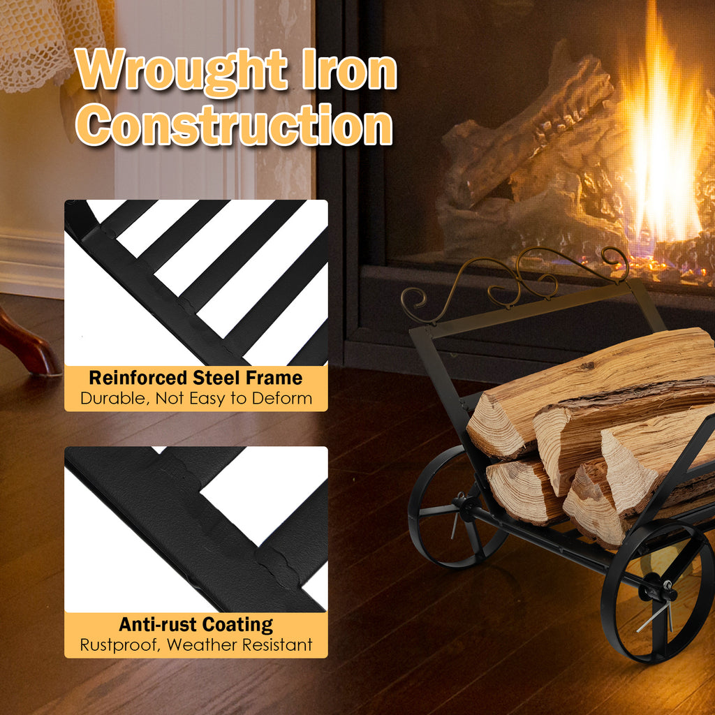 Firewood Rack Decorative Rustproof Steel Fireplace Log Holder with