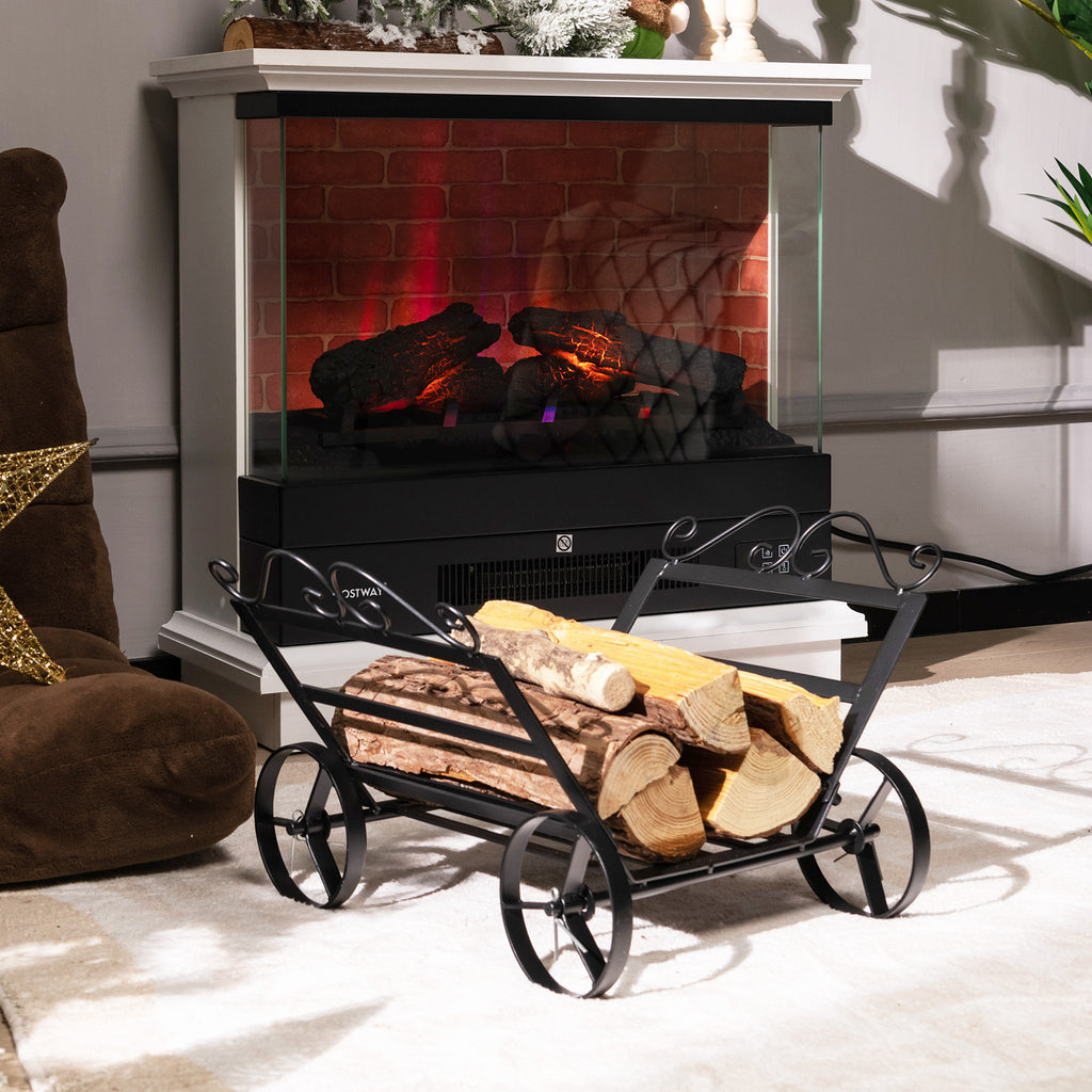 Firewood Rack Decorative Rustproof Steel Fireplace Log Holder with