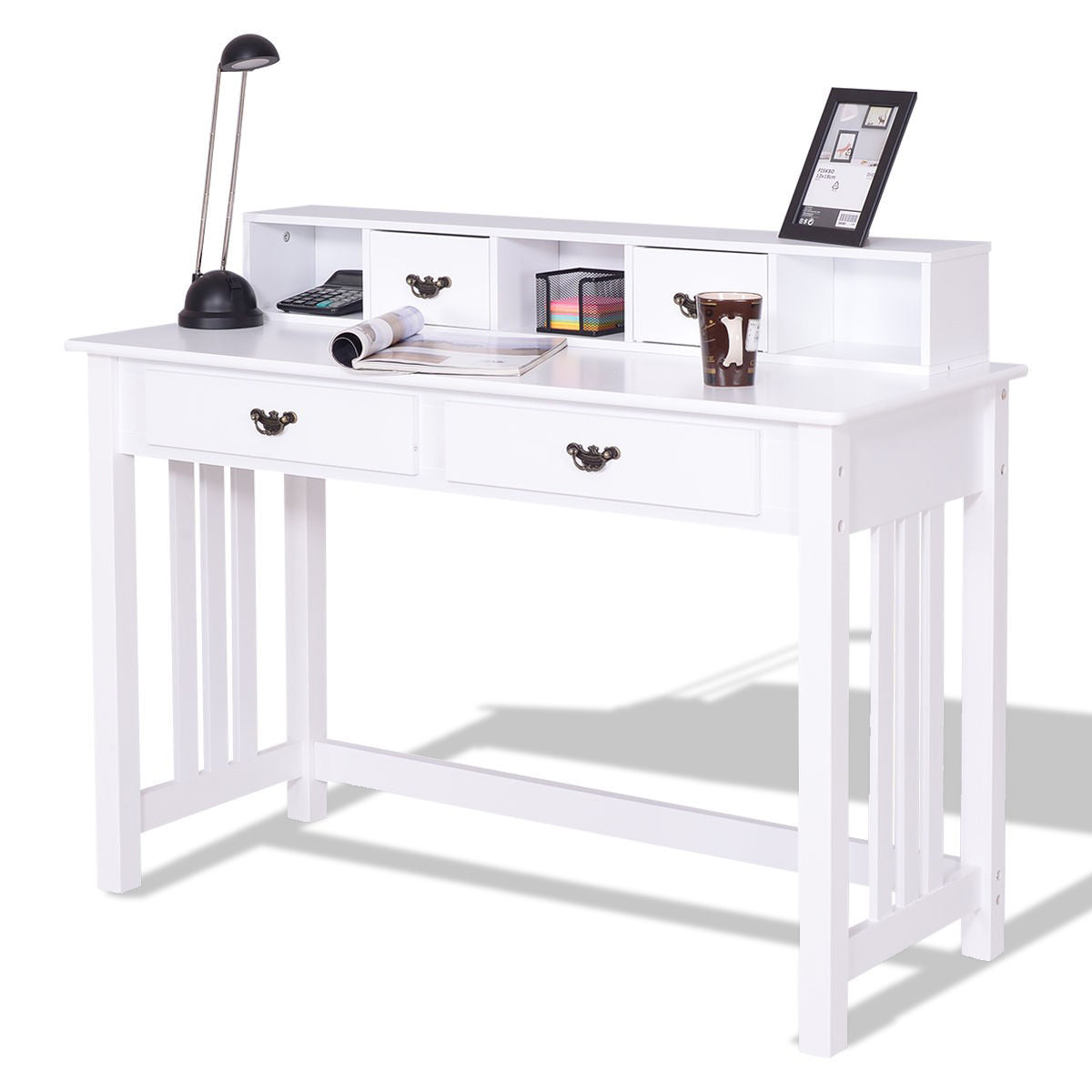 4-Drawer Computer Desk with Floating Organizer
