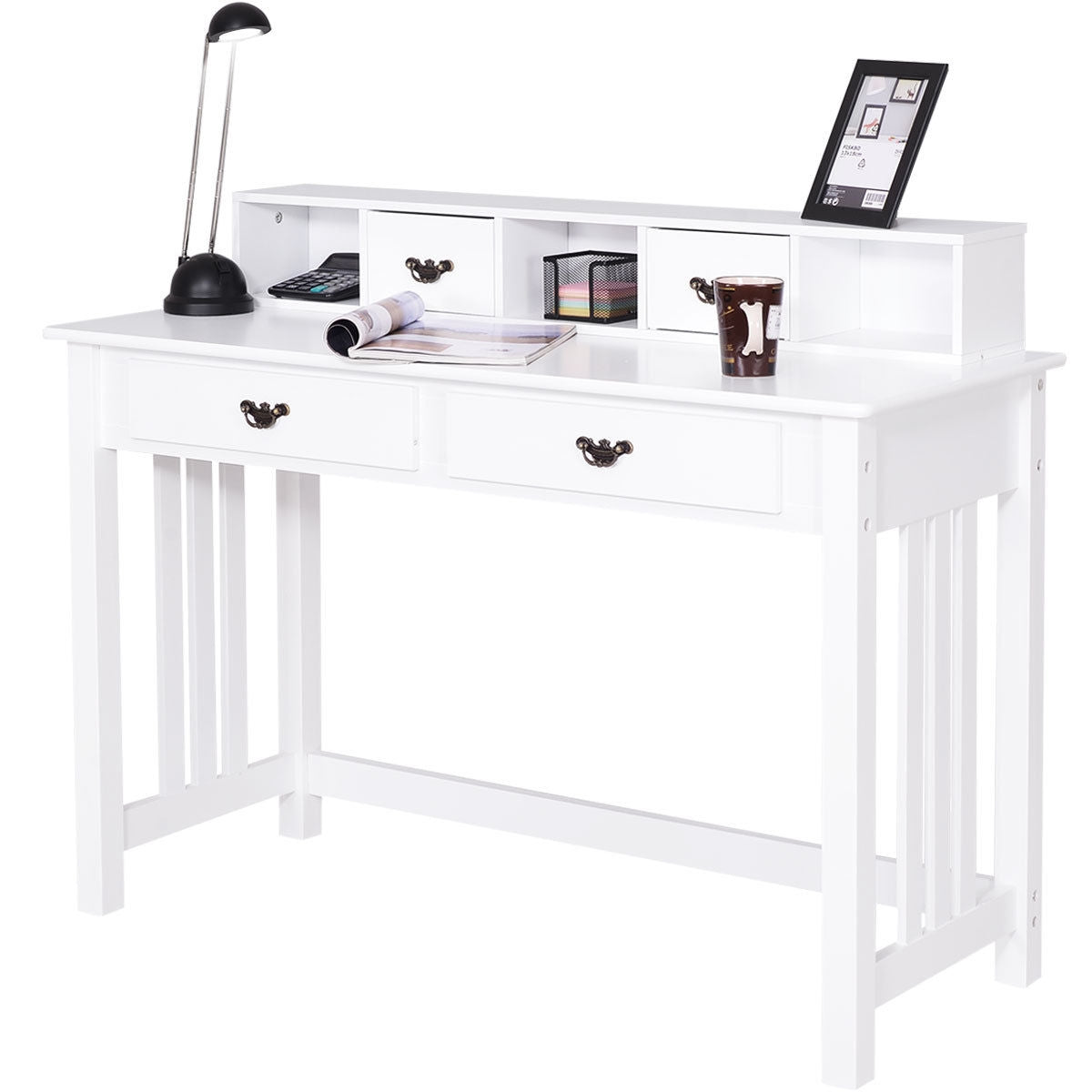 4-Drawer Computer Desk with Floating Organizer