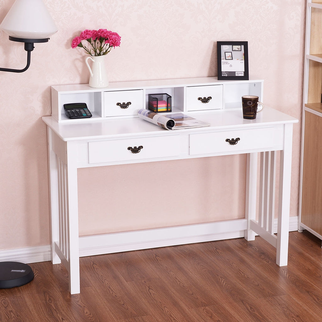 4-Drawer Computer Desk with Floating Organizer