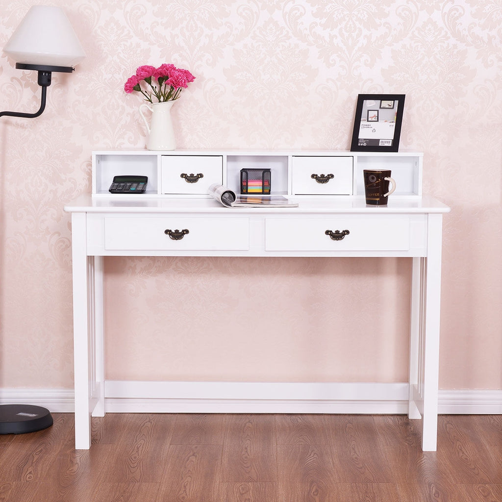 4-Drawer Computer Desk with Floating Organizer
