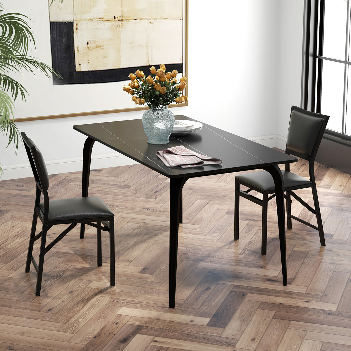 Metal Folding Dining Chair Set of 2 - Space Saving