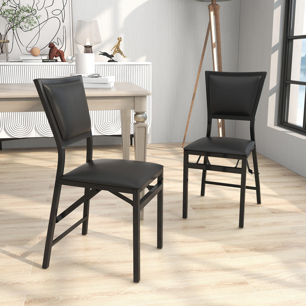 Metal Folding Dining Chair Set of 2 - Space Saving