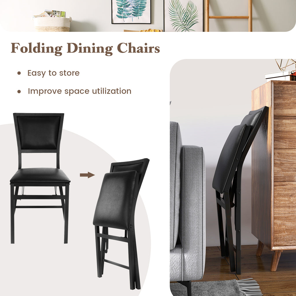 Metal Folding Dining Chair Set of 2 - Space Saving